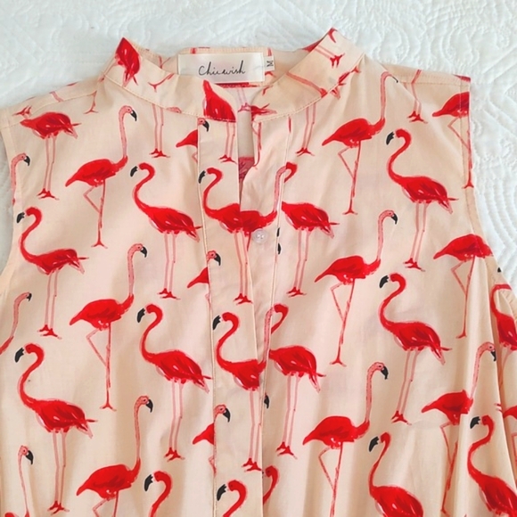 Chicwish Sleeveless Summer Fit & Flare Flamingo Printed Dress/ Size M - Picture 7 of 14